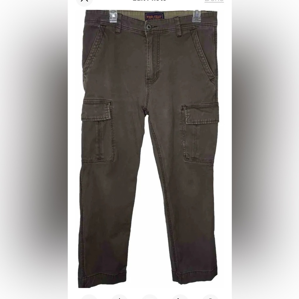 Wear First Men’s Cargo Pants 32” x 30” Green Brown Khaki Pockets Casual Outdoor